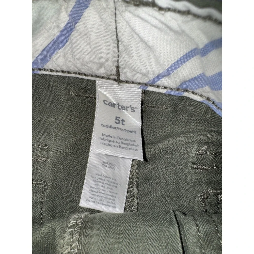 Carter's Boys' Herringbone Shorts, Olive, 5T, NEW WITH TAGS‎
